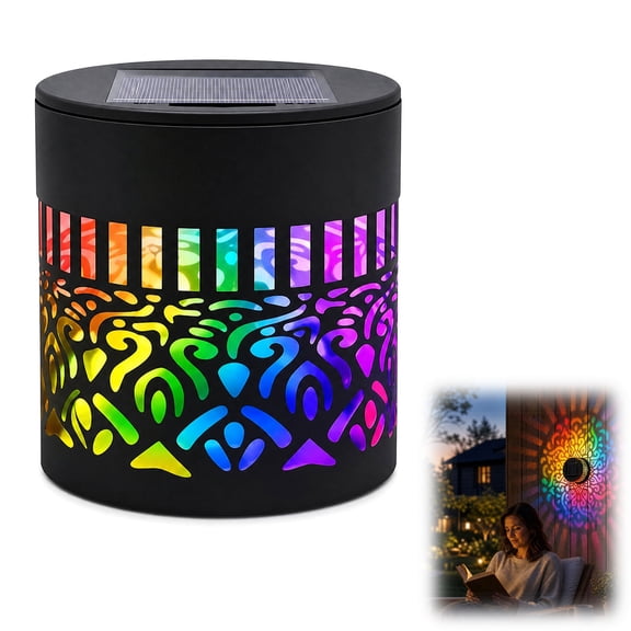 Seven-Color Changing Solar Mandala Wall Light – Outdoor Waterproof Metal Fence Light with Projection Effect, Solar Powered Decorative Light for Yard, Garden, Patio, Post (1PCS)