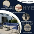 thumbnail image 3 of 13-Piece Outdoor Patio Furniture Set with Rocking Swivel Chair, Wicker Rattan Sectional Sofa Conversation Set with Tempered Glass Table, Backyard Furniture,Navy Blue, 3 of 9