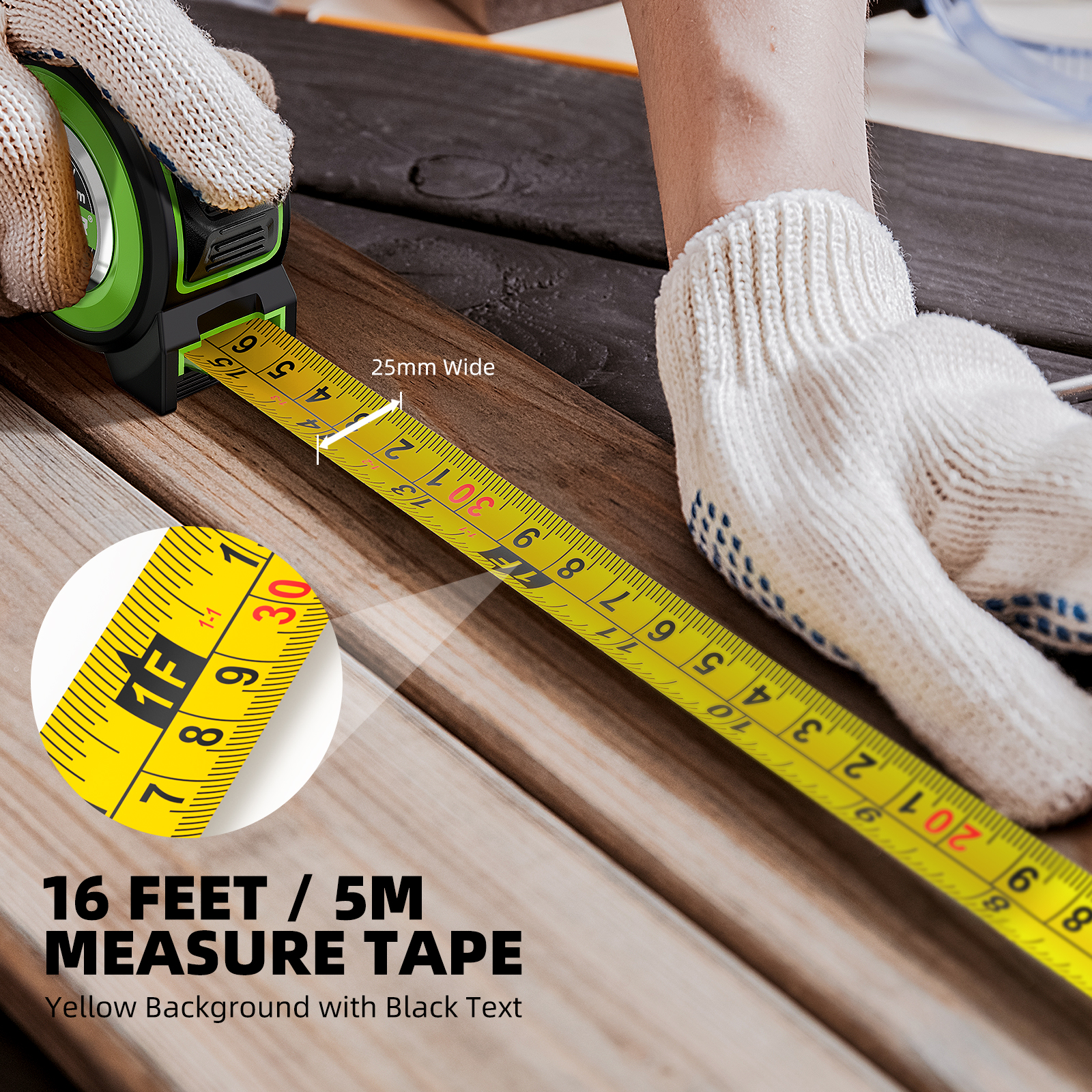 16Ft Tape Measure, 5M/16Feet Steel Retractable Tape Measure Self-Lock with Metric and Imperial Double Scale - image 3 of 10
