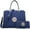 A-Navy Blue, variant on Women Large Satchel Handbag Shoulder Purse top Handle Work Bag Tote with Matching Wallet