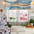 thumbnail image 5 of Teal Beige Ombre Curtain Valances for Windows, Kitchen Valance Window Treatments Panel 2 Pack, Abstract Geometric Modern Moire Rod Pocket Short Curtains for Bathroom Bedroom 42 x 18 Inch, 5 of 8
