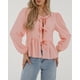 thumbnail image 5 of Camisa PRETTYGARDEN Babydoll Peplum con Lazo Manga Larga XXL, 5 of 8