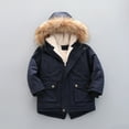 thumbnail image 2 of 2DXuixsh Winter Coats for Boys Size 10/12 Kids Boy's Coats Quilted Pu-Ffer Lined Jacket Thick Winter Coats Hooded Winter Water-Proof Par-Ka Outerwear Kid Coat Boy Polyester Navy 130, 2 of 4