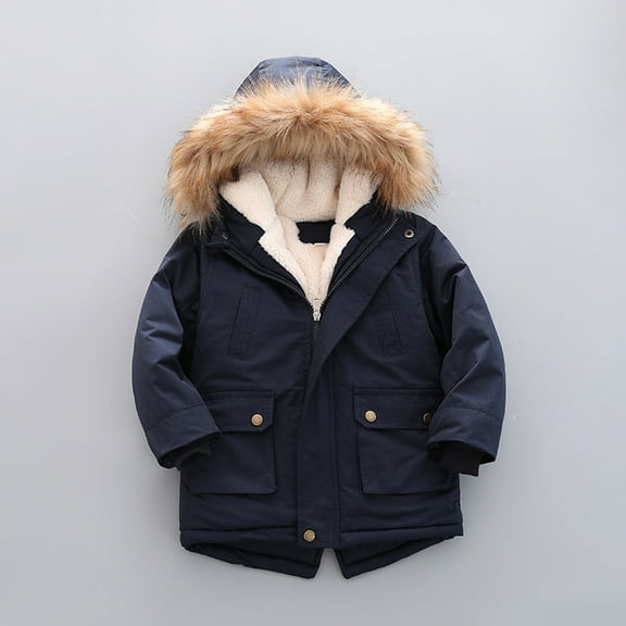 EnJoCho Toddler Parka Jacket Quilted Puffer Lined Water-𝖱esistant Hooded Fleec𝖾 Winter Thick Coat Outerwear Thermal Windproof Insulated