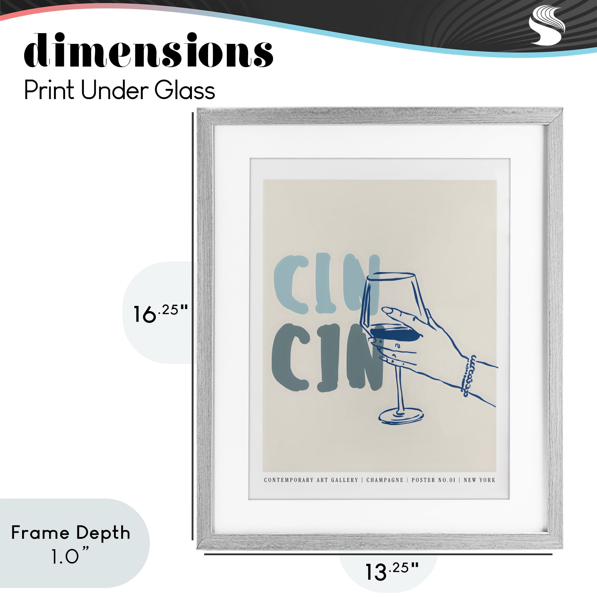 Stupell Industries Cin Cin Blue Champagne Toast Gray Framed Print Under Glass, design by The Prints Vibe