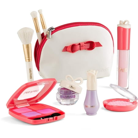 Litti Pritti Pretend Play Makeup For Girls Set - 9 Piece Cosmetic Play Makeup Kit - PU Leather Case