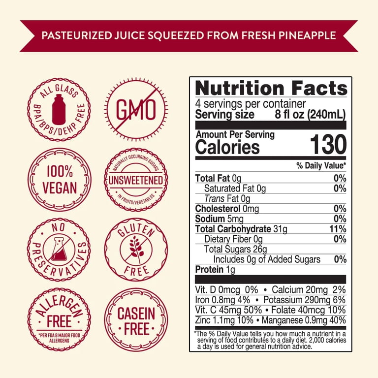 Lakewood Organic Pure Pineapple Juice, Fresh Pressed, 32 fl oz photo 4