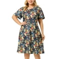thumbnail image 1 of Vestido Acampanado De Tirantes De Flores Agnes Orinda TalGrande ManCorMidi PaMujer Azul XXL, 1 of 6