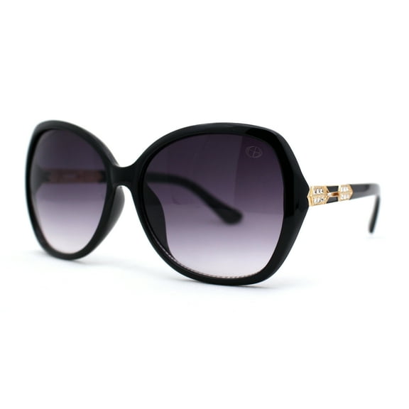 Womens Art Deco Rhinestone Jewel Arm Butterfly Designer Sunglasses Black Smoke
