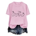 thumbnail image 4 of Tops de Cuello Alto para las Mujeres Amante Impreso Camiseta Cuello Redondo Manga Corta, Poliéster Spandex, 4 of 7
