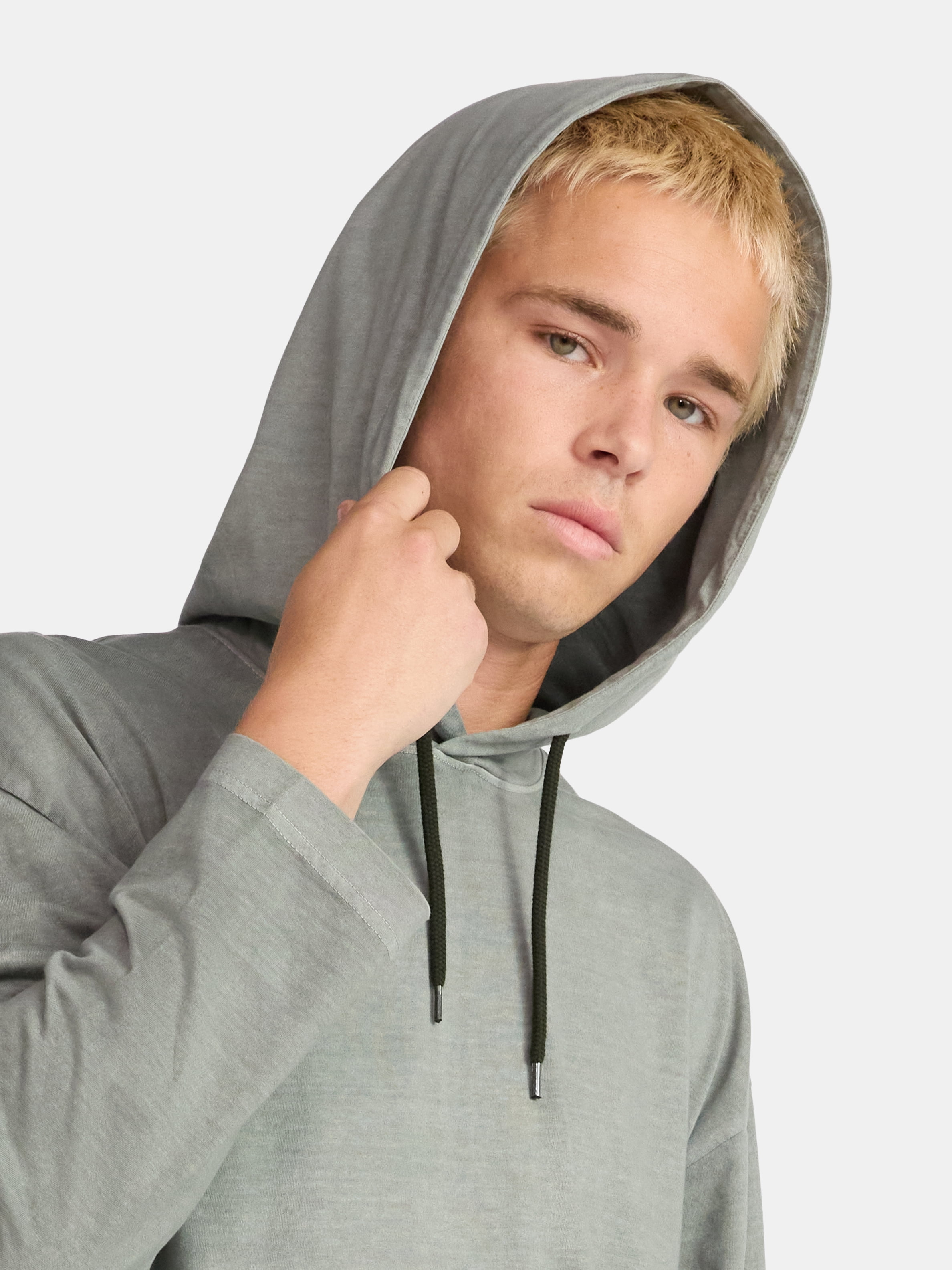 No Boundaries Men's & Big Men's Cotton Long Sleeve Jersey Tee Shirt Hoodie, Sizes XS-5XL