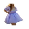 thumbnail image 2 of xiaxaixu Robe d'Été Bouffante pour Femme, Robe Courte une-Pièce à Encolure Carrée et Manches Bouffantes Unie pour Dames, Rose/violet/jaune, 2 of 9