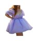 thumbnail image 2 of VISgogo Vestido de Verano para Mujer, Vestido Corto de una Pieza con Manga de Burbuja y Cuello Cuadrado de Color Sólido para Damas, Rosa/Morado/Amarillo VISgogo  moda, 2 of 9