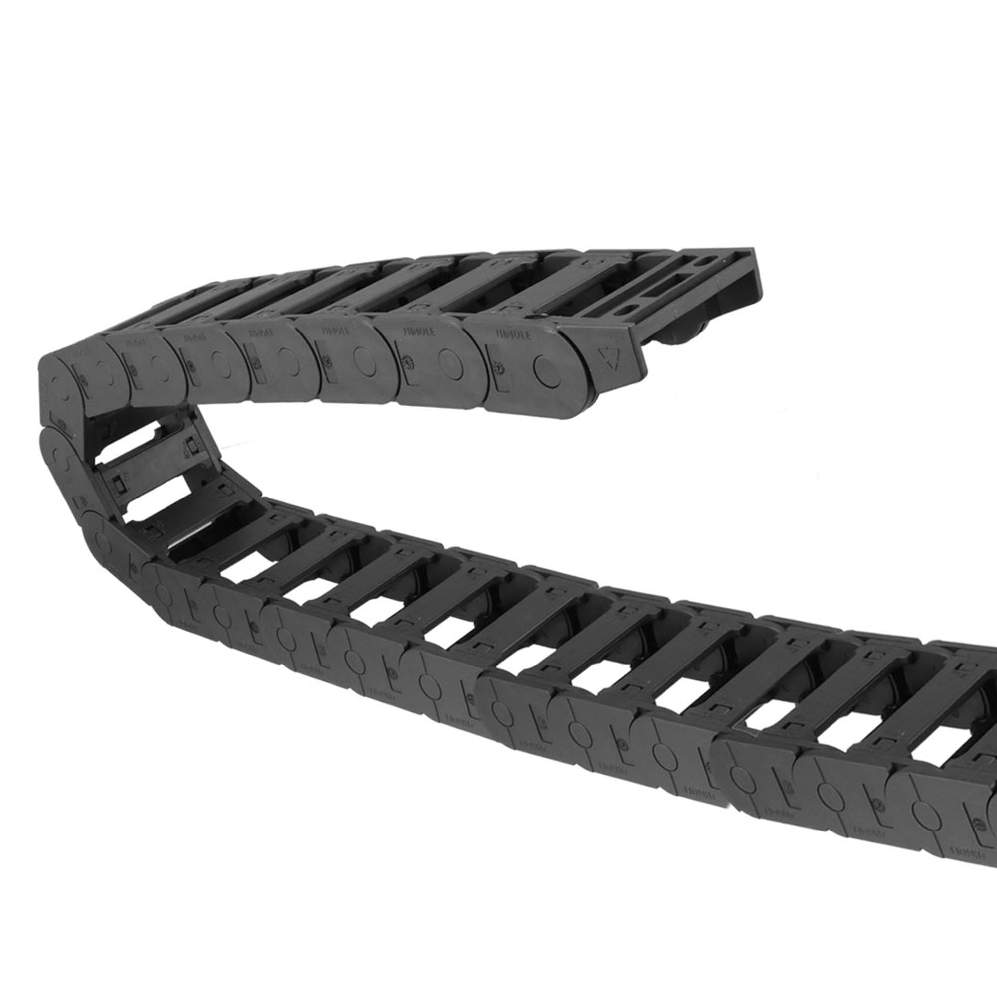 Open Type Chain Cable Tracker with R28 15X30mm 1 Meter End Connectors Plastic for Electric CNC Router Machines Black
