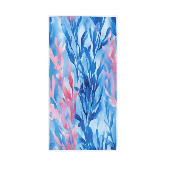 Single-Sided Print Hand Towel Breathable & Soft Towels Wash Cloth for Workout Running Watercolor Kelp Pattern 30x15 Inch