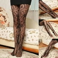 thumbnail image 2 of Women Fishnet Jacquard Pantyhose , Mesh Stockings Lace Floral Hollow Out Babydoll Pantyhose, 2 of 7