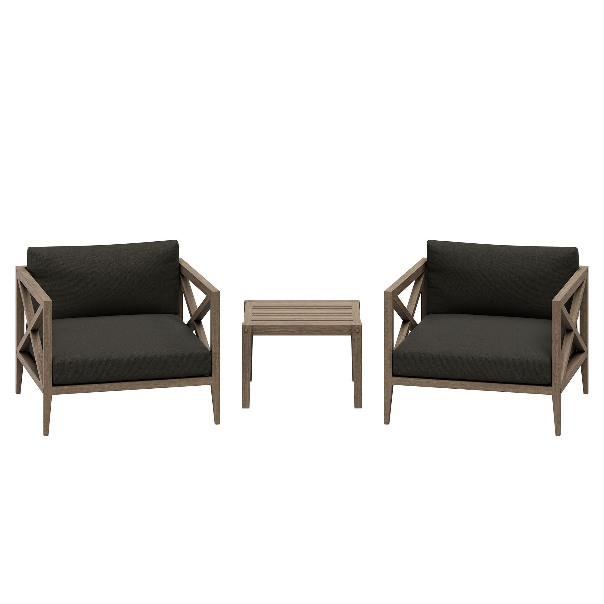 Northlake 3-Piece Outdoor Teak Wood Furniture Set with Armchair and Side Table