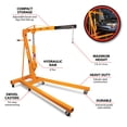 thumbnail image 2 of Performance Tool W41029 Folding Wheeled Engine Crane - Adjustable Boom, Swivel Casters, 2-Ton Capacity - Yellow, 2 of 9