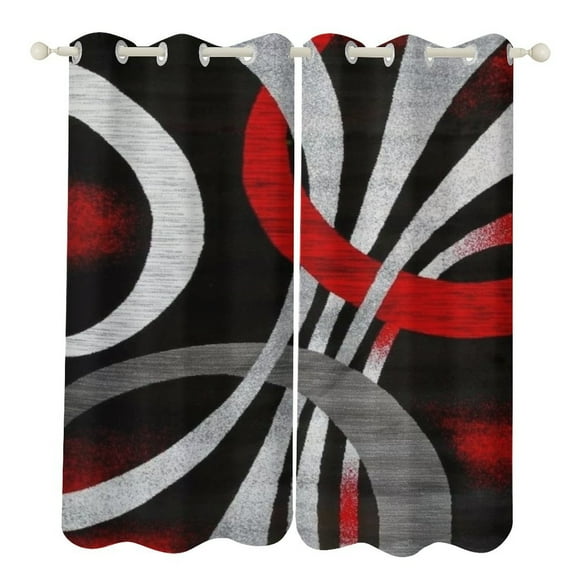 Geometric Circle Stripe Blackout Window Curtains for Bedroom Living Room Kicthen High Shading 2 Panels