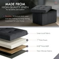 thumbnail image 3 of Ornavo Home 1 Pack Small Storage Ottoman Foldable Collapsible Rectangle Linen Ottoman Foot Rest Stool Seat, for Living Room, Bedroom, Home Office, Dorm - 12 x 16 x 12, Linen Black, 3 of 7