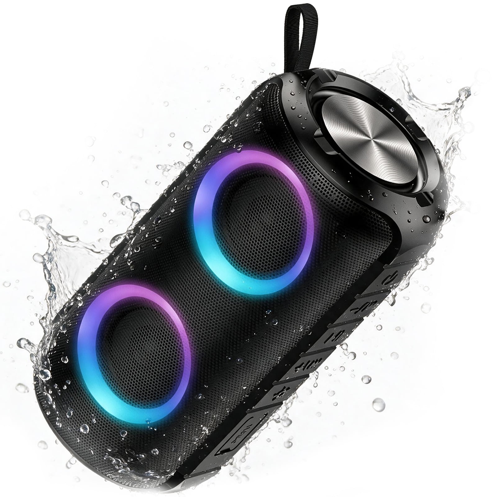 Portable Bluetooth Speaker, Bluetooth 5.3 Speaker Wireless, IPX7 Waterproof Outdoor Speaker, 24W Powerful Loud Stereo Sound, 12H Playtime, 7 Colorful Rgb Lights for Outdoor/Home/Party, Gift Ideas