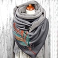 thumbnail image 2 of Women Feather Print Cotton Winter Warm Button Up Scarf, 2 of 3