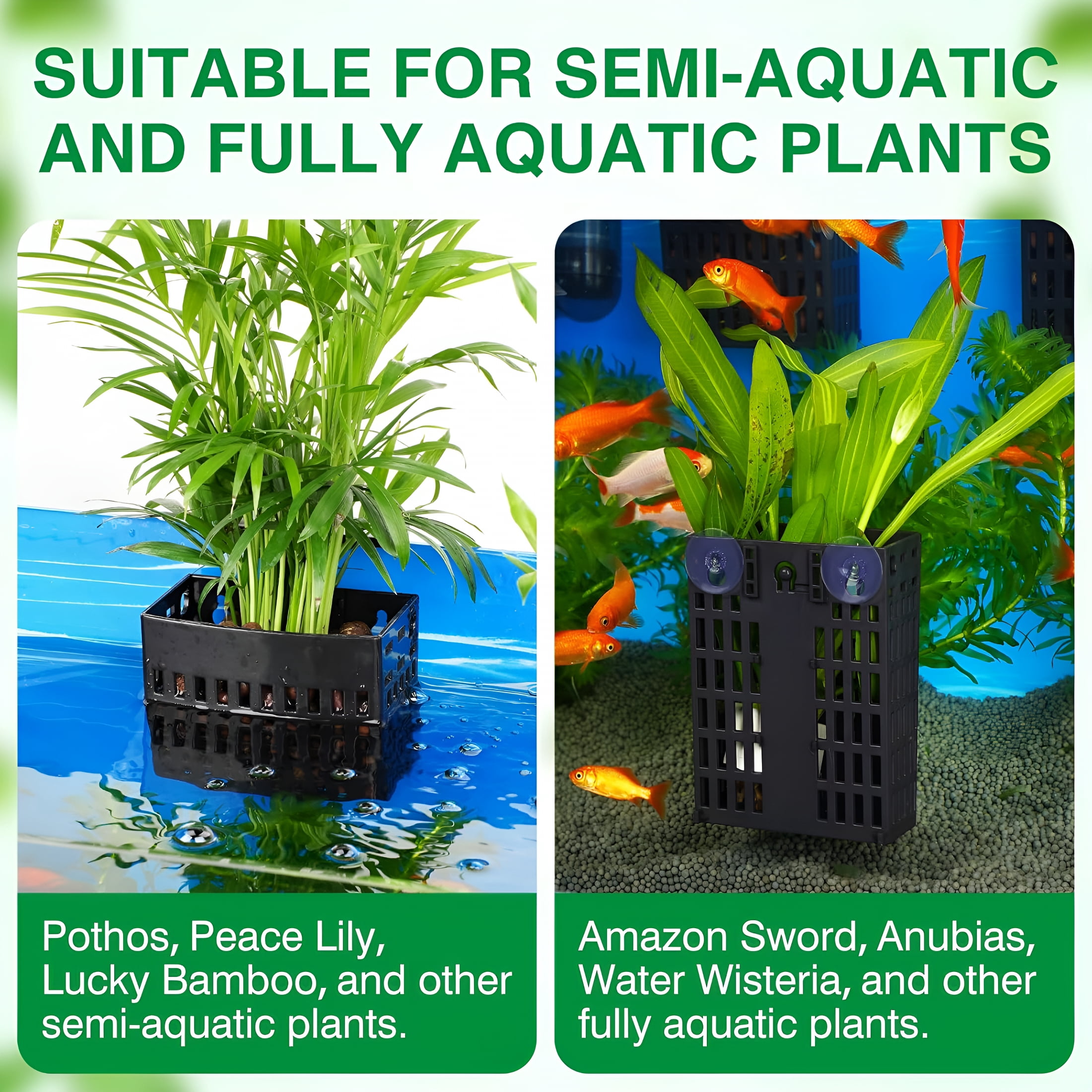 ACDANC Aquarium Plant Holder Adjustable Height with Extendable Hook and Suction Cup for Fish Tank Aquaponic Plant Cultivation and Aquascape Accessories Decorations (4 Pack)