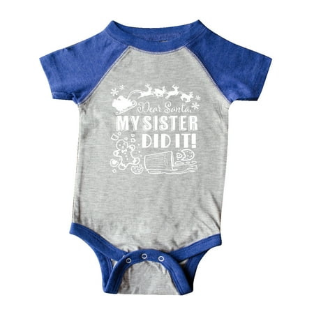 

Inktastic Dear Santa My Sister Did It Funny Christmas Gift Baby Boy or Baby Girl Bodysuit