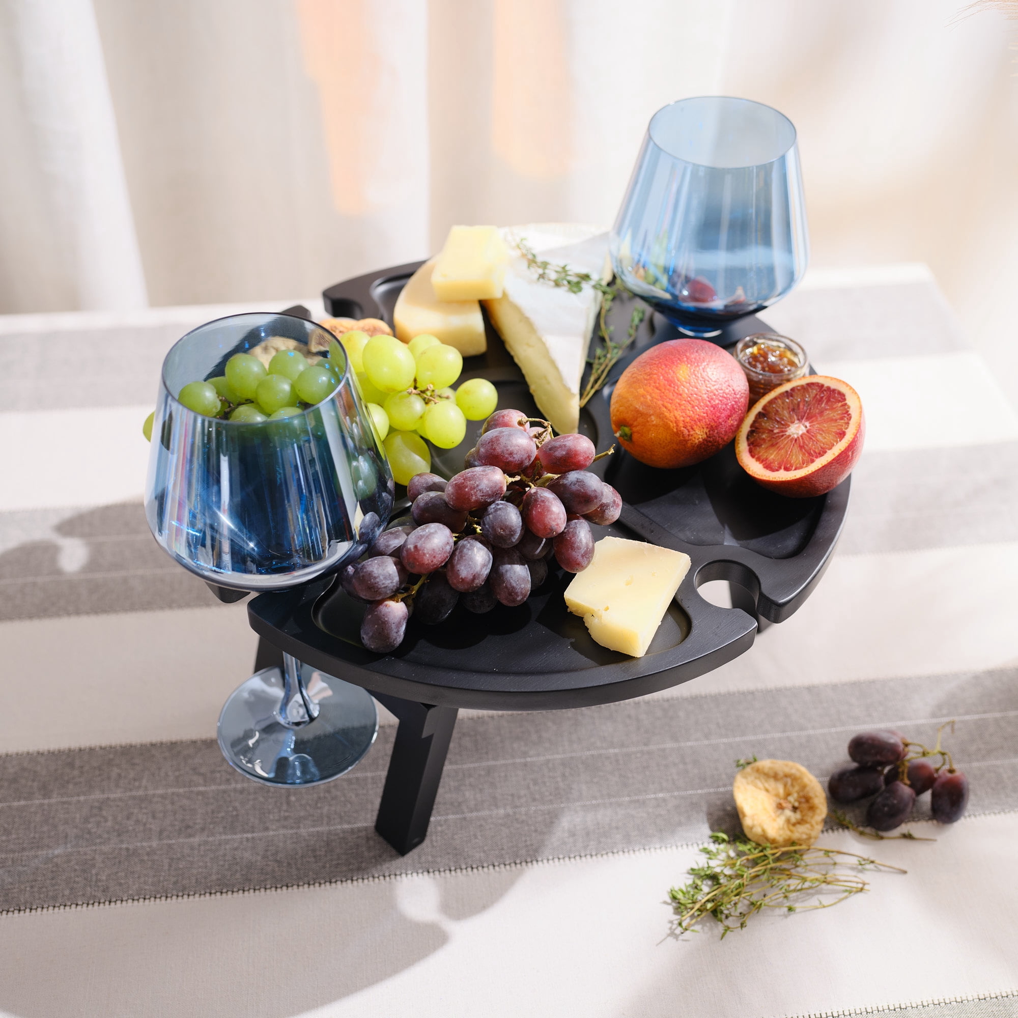 Thyme & Table 4-Pack Angled Wine Glass Set, Iridescent Blue