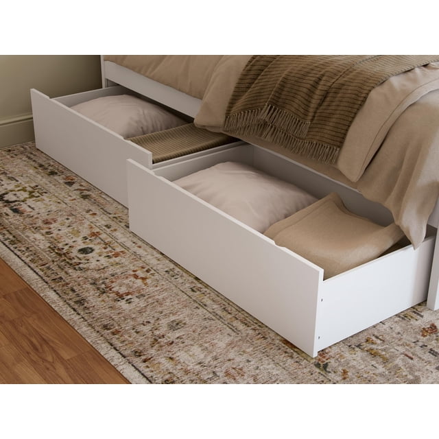 AFI Urban Queen King Solid Wood Bed Drawer in White (Set of 2)
