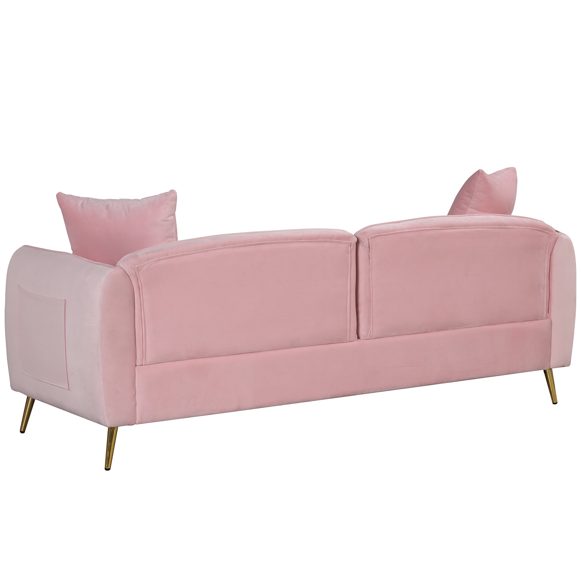 Aukfa 77.5" Modern Velvet Sofa for Living Room Furniture Set Apartment - 2 Pillows - Pink