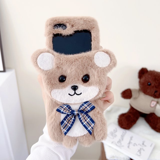 Cute Plush Fall/Winter Tootsie Bear Case For Samsung Galaxy Z Flip4, Flip3 5G And Flip5