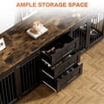 thumbnail image 4 of Wiilayok 94.5" Dog Crate Furniture for 2 Large Medium Dogs, Wooden Dog Kennel TV Stand with 3 Storage Drawers, 4 Bowls & Locks, Black Brown Indoor Dog House, 4 of 9