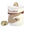 thumbnail image 1 of Sloth Piggy Bank, Cartoon Style Australian Wildlife Mammal on Tree Branch Slow Steady Phrase, Ceramic Coin Bank Money Box for Cash Saving, 3.6" X 3.2", Tan Chestnut Brown, by Ambesonne, 1 of 4