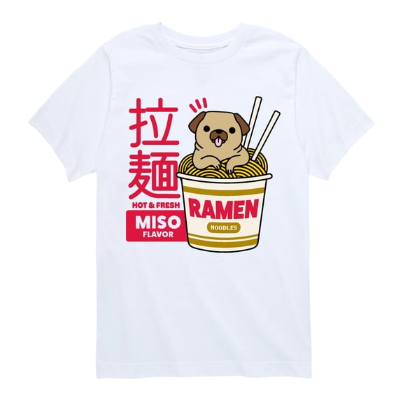 Instant Message - Ramen Pug Short Sleeve Graphic T-Shirt