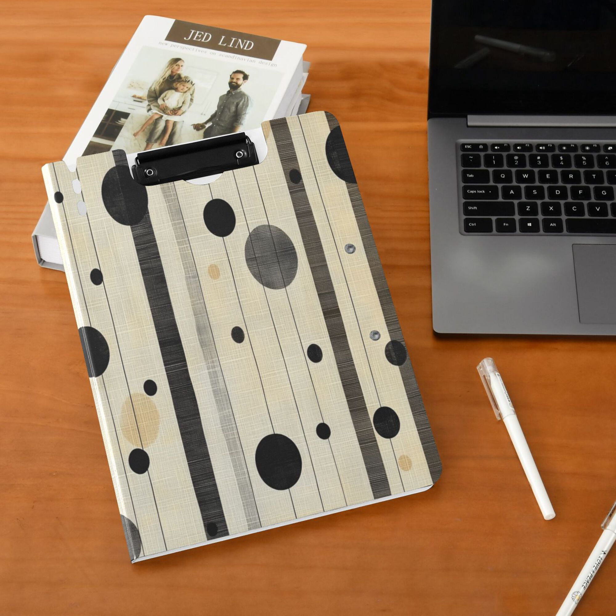 FORMRS A4 Clipboard Folder with Pen Holder Horizontal Foldable School Office Binder, Stripes Pattern