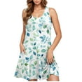 thumbnail image 5 of TOPUUTP Womens Summer Dress Loose Crew Neck Floral Print Sleeveless Sundress Summer Casual Tank Flowy Pockets A-Line Beach Vacation Dresses Green XL, 5 of 5