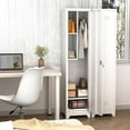 thumbnail image 6 of Broom Closet Storage Cabinet,65" H Metal Cleaning Tool Cabinets with Hooks and Hanging Rods,Slim Utility Closet Cabinet for Garage,Utility Room,Gym,Mops,Kitchen,White, 6 of 15