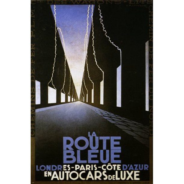 A M Cassandre La Route Blue French Vintage Ad Poster 24x36 Walmart Com Walmart Com