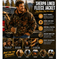 thumbnail image 6 of TrailCrest Men's Warm Sherpa Lined Hoodie Fleece Shirt Jacket, Classic Zip Up Camouflaged, XL, 6 of 8