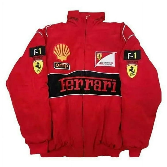 F1 Racing Suit Full Style Retro Style College Style Jacket Cotton Jacket Autumn And Winter Cotton Jacket A187 Full Embroidery Black