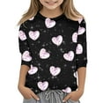 thumbnail image 1 of TZEWGL Hauts pour Tout-Petits Mode Fonctionnelle Imprimée Col Rond Manches 3/4 Vêtements pour Enfants Taille 13-14T, 1 of 5