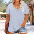 thumbnail image 7 of Lcziwo Short Sleeve Shirts for Women V Neck Casual Loose Summer Tshirts Patchwork Sequin Going Out Base Tees 2026 Gray,L, 7 of 7