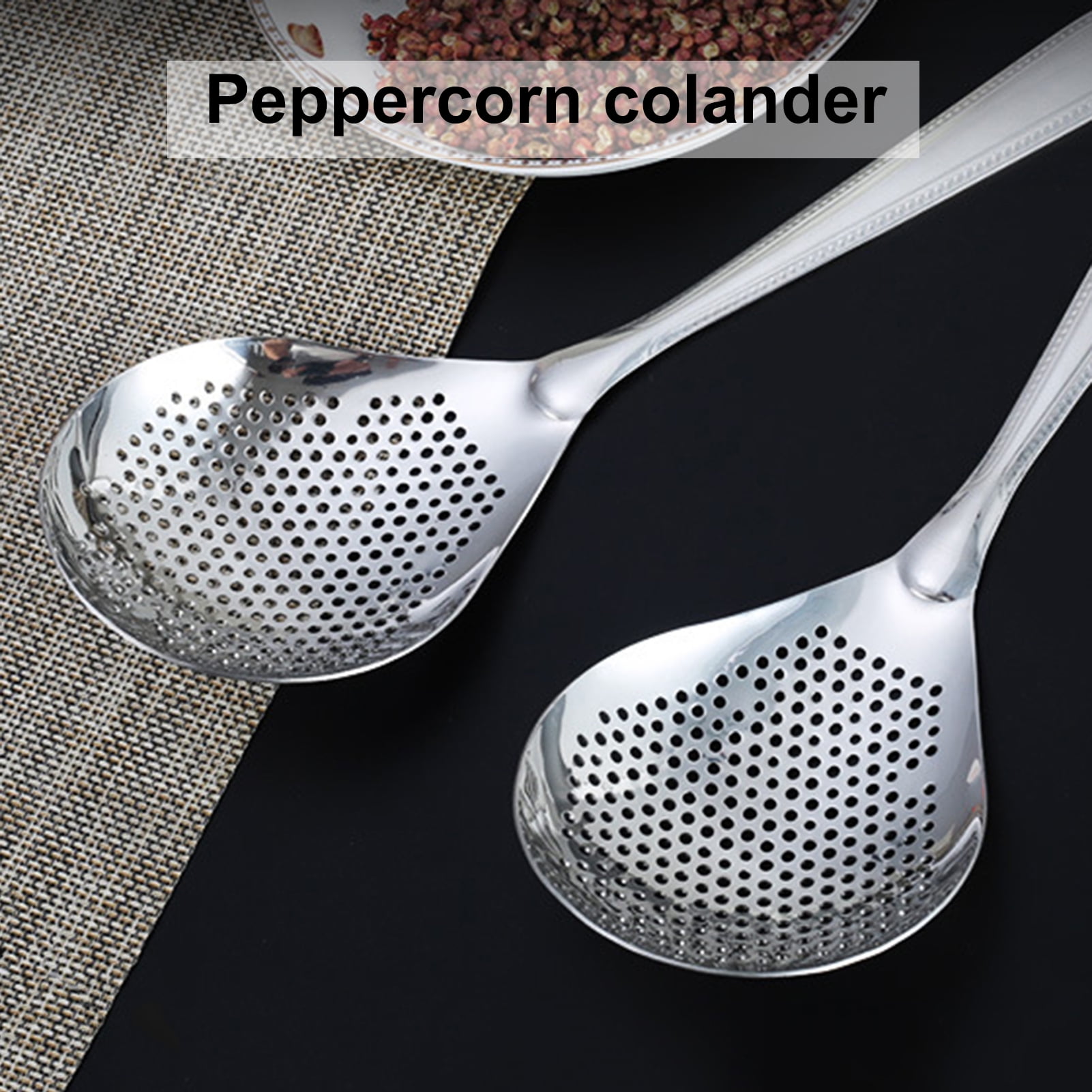 Slotted Metal Strainer Spoon for Cooking Stainless Steel Skimmer with Handle 