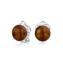 Bling Jewelry Womens Button Style Freshwater Pearl Clip-On Earrings Sterling Silver Non-Pierced Ears