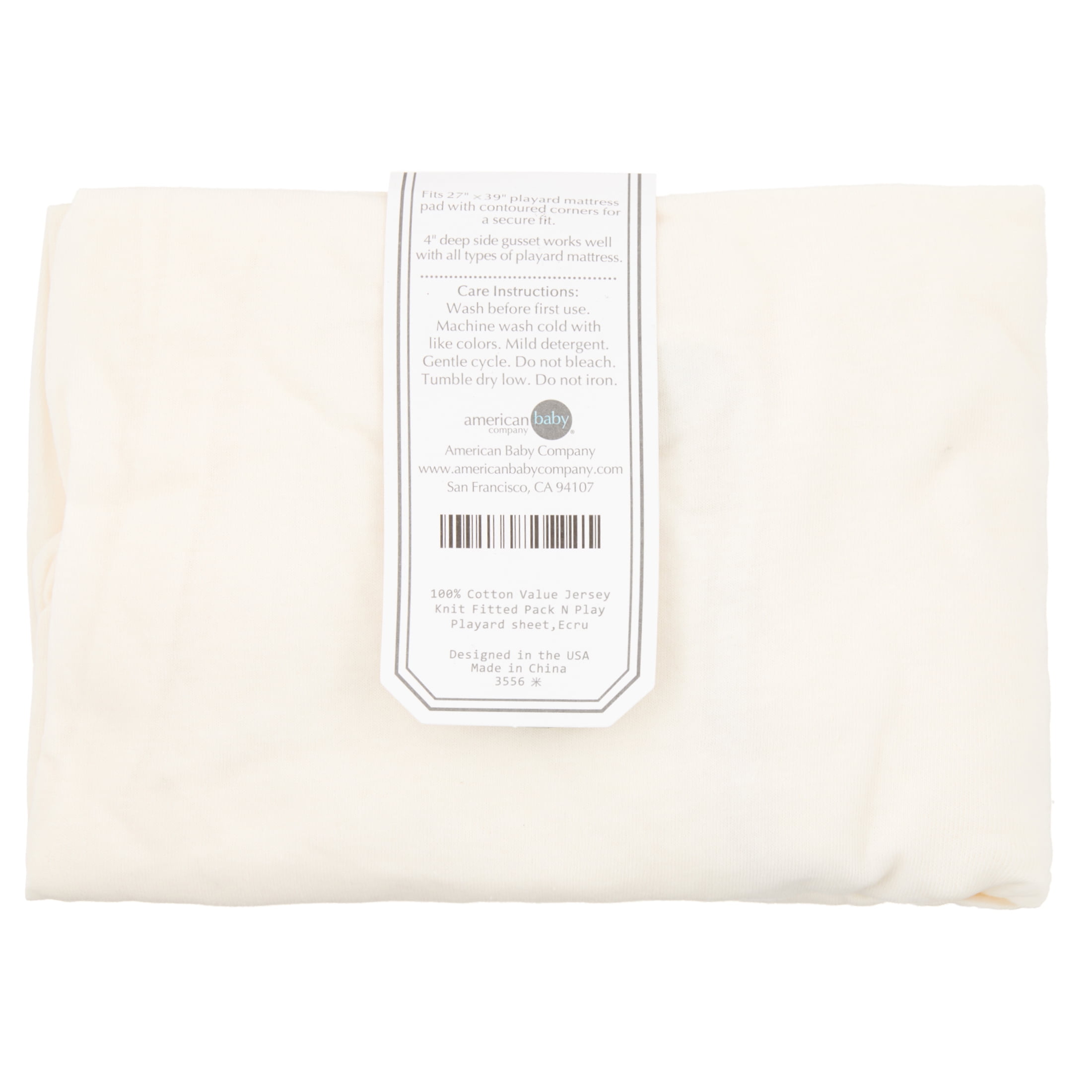 American Baby Company 100% Natural Cotton Fitted Pack and Play Sheet 39 inch x 27 inch
