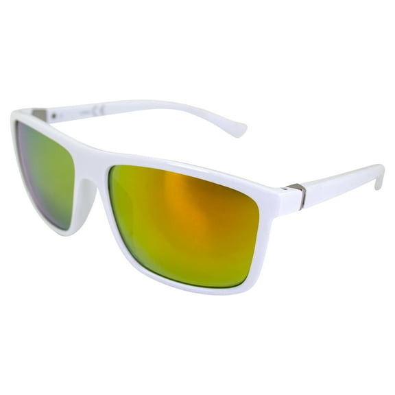 AlterImage Suave Sports Fashion Retro Sunglasses for Men or Women White Frame w/Silver Metal Accents & G-Tech Yellow Lenses