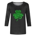 thumbnail image 4 of BLVB St Patricks Day Tops for Women 3/4 Sleeve Crewneck Shamrock Shirts Casual Trendy Festival Holiday Tunic Tee Tops, 4 of 5