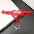 thumbnail image 4 of Tiqkatyck Womens Underwear Clearance, Women Low Waist Sexy Heart Shaped Hollow Large Mesh G String Pants Pearl Massage Underpants Crotchless Panties, Thongs for Women Red, 4 of 5