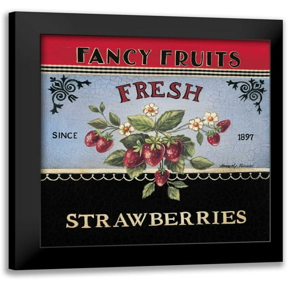 Poloson, Kimberly 12x12 Black Modern Framed Museum Art Print Titled - Fresh Strawberries